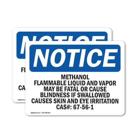 Signmission Methanol Flammable Liquid And Vapor May OSHA Notice Sign, Vinyl Decal, 5in W x 3.5in L, 2PK OS-2PACK-NS-D-35-L-14206